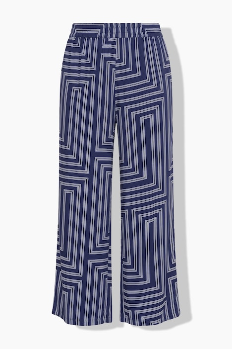 Palazzohose, Wide Legs, Grafikprint, Elastikbund