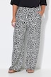 Broek, wijde pijpen, print all-over, elastische tailleband