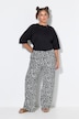 Broek, wijde pijpen, print all-over, elastische tailleband
