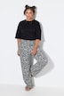 Broek, wijde pijpen, print all-over, elastische tailleband