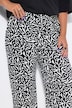 Broek, wijde pijpen, print all-over, elastische tailleband