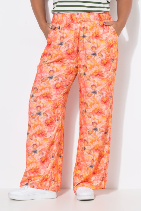 Palazzohose, Wide Legs, Orchideen-Print