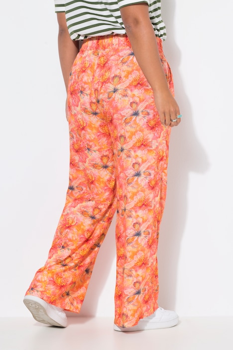 Palazzohose, Wide Legs, Orchideen-Print