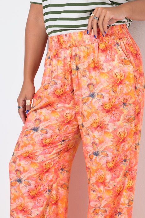 Palazzohose, Wide Legs, Orchideen-Print