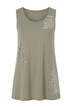 Top, A-line, shiny leaf print