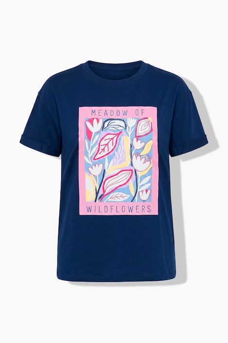 Camiseta, corte boxy, estampado floral