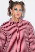 Stripete bluse, oversized, krepp, lange ermer