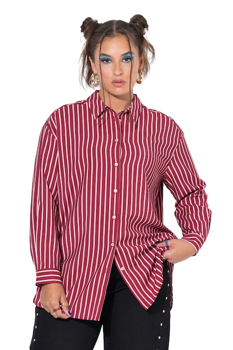 Streifenbluse, oversized, Krepp, Langarm