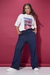 Nadelstreifen-Hose, Straight Wide Legs, Elastikbund