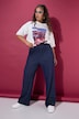 Nadelstreifen-Hose, Straight Wide Legs, Elastikbund