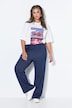 Nadelstreifen-Hose, Straight Wide Legs, Elastikbund