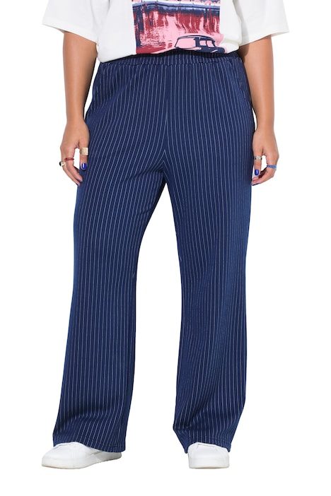 Nadelstreifen-Hose, Straight Wide Legs, Elastikbund