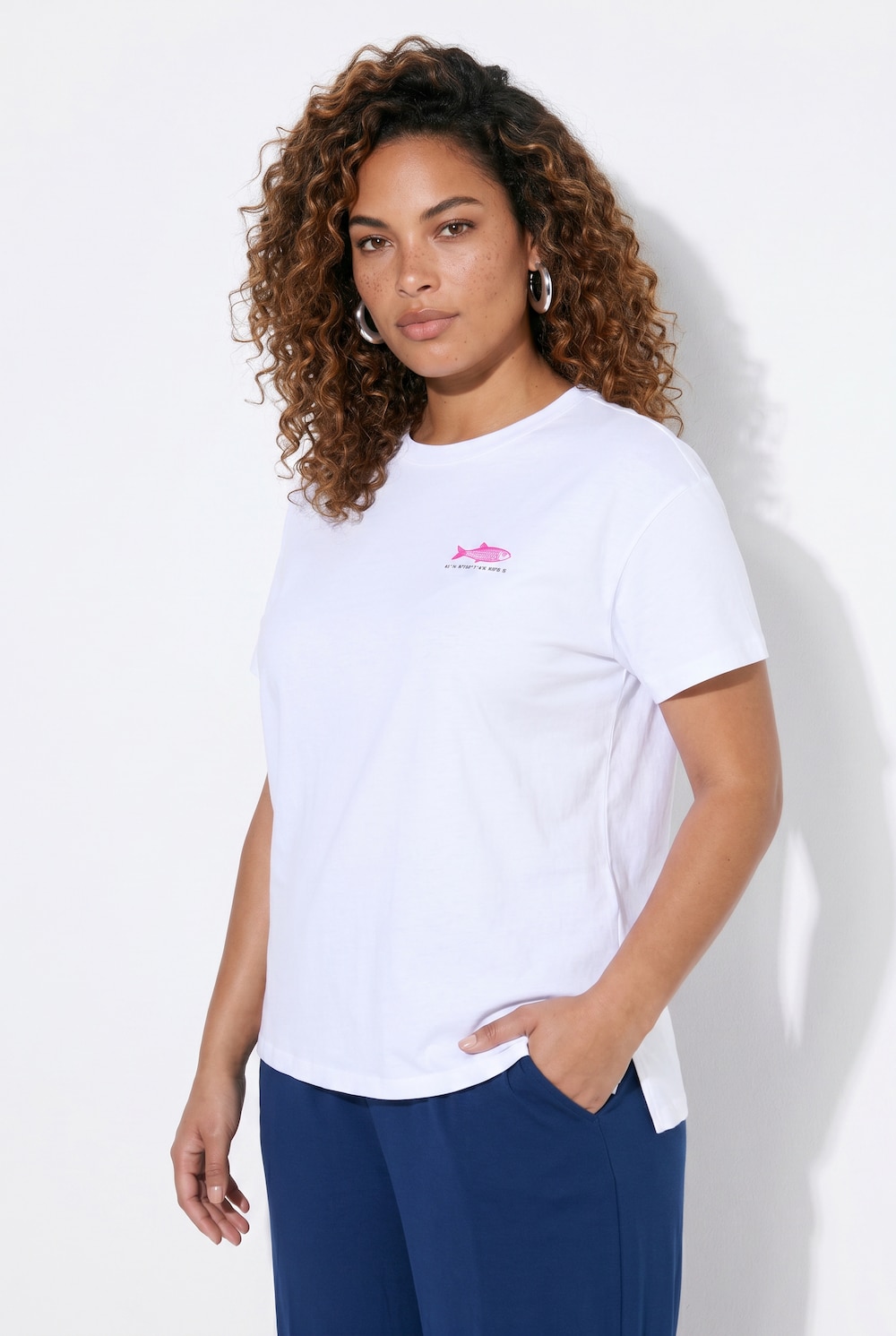T-Shirt, Boxy Fit, Sardinen-Motiv auf dem Rücken, Angel of Style x MIAMODA
