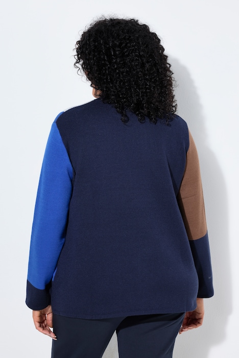 Pullover, Colorblocking, Ziersteine, Stehkragen, Langarm