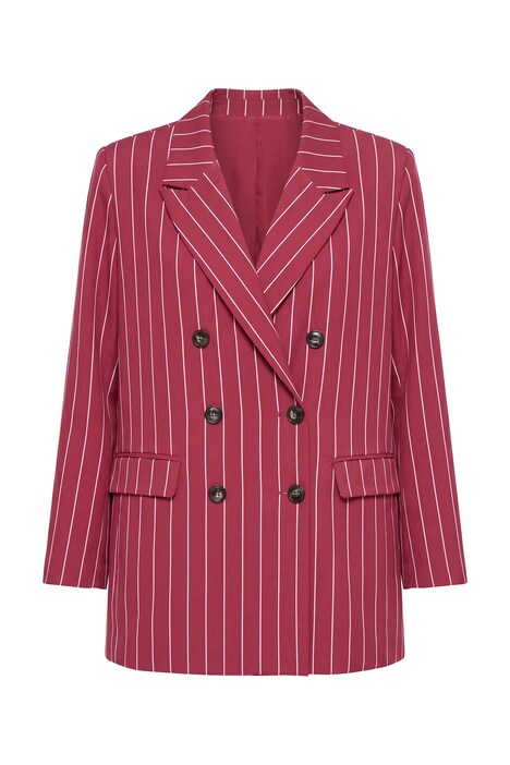 Nadelstreifen-Blazer, Straight Shape, doppelreihige Knopfleiste