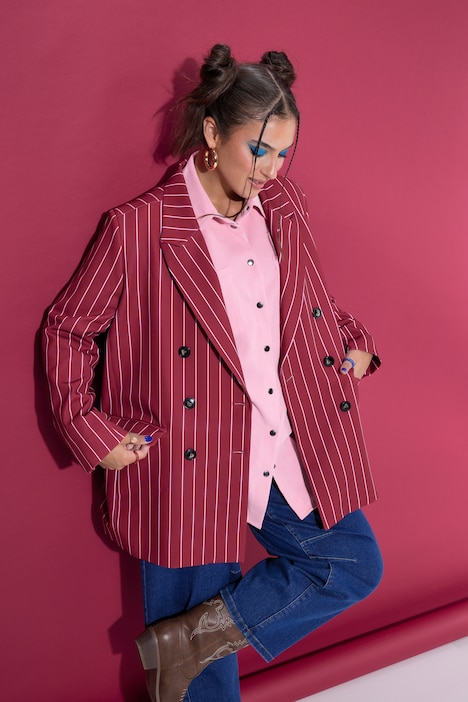 Nålestripet blazer, rett passform, dobbeltspent knappestolpe