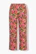 Pantalon, jambe large et droite, motif piments et fleurs