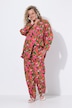Pantalon, jambe large et droite, motif piments et fleurs