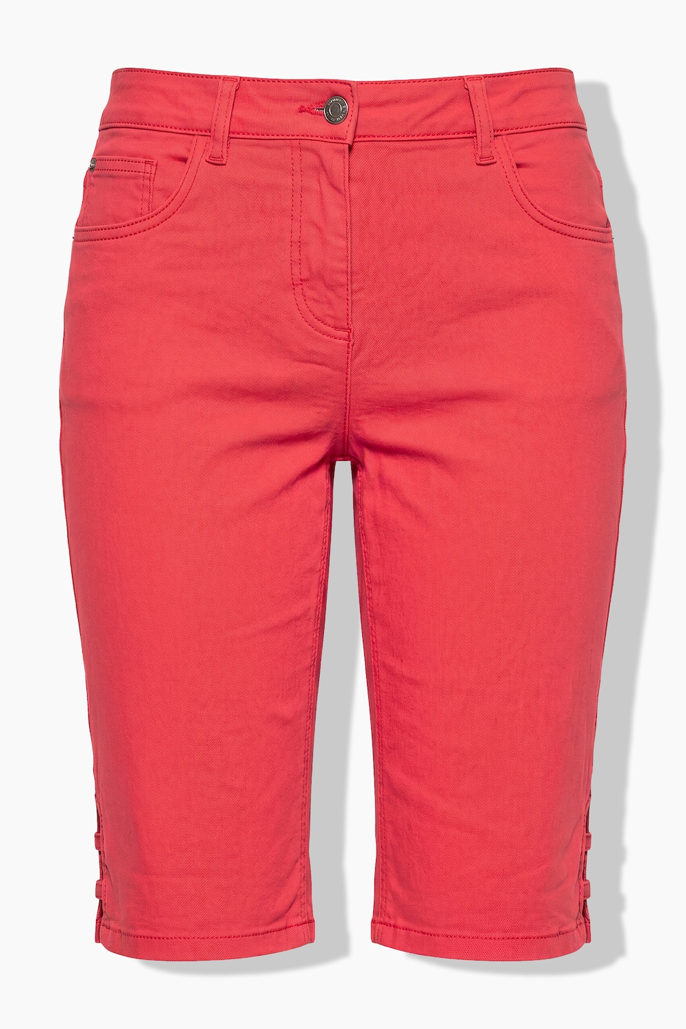Stora storlekar Långa jeansshorts med raka ben, Dam, röd, storlek: 58, Bomull, Angel of Style