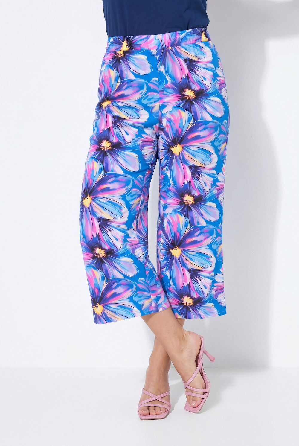 Hose, weites, gerades Bein, Blüten-Muster, Angel of Style x MIAMODA