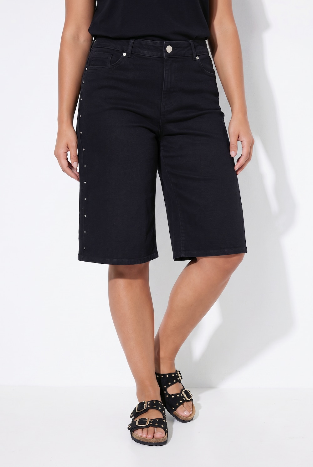 Jeans-Bermuda, weites Bein, 5-Pocket