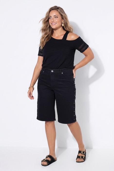 Jeans-Bermuda, weites Bein, 5-Pocket