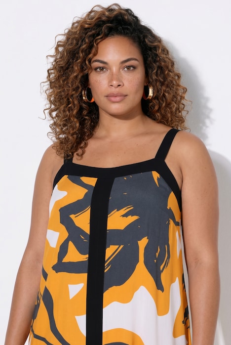Maxi-Jerseykleid, ärmellose A-Linie, Blütenmuster