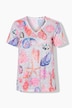 T-shirt, comfortabele pasvorm, glittersteentjes, schelpenpatroon