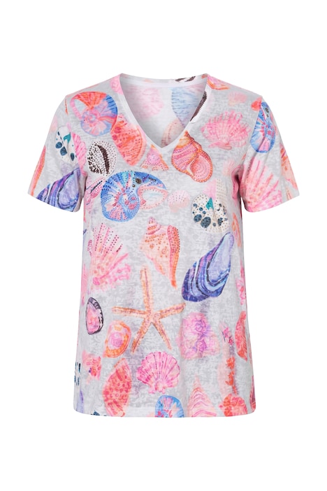 T-shirt, comfort fit, rhinestones, shell print