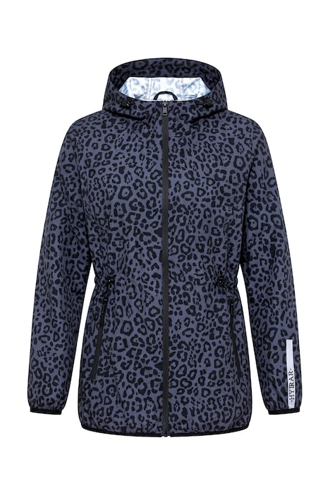 Nepremokavá bunda, leopardí potisk, kapuce, kšilt