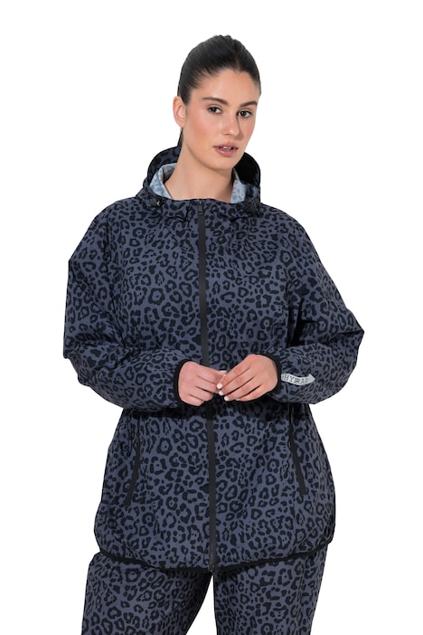 Nepremokavá bunda, leopardí potisk, kapuce, kšilt