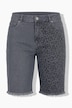 Jeans-Shorts, weites Bein, Leo-Patchoptik, 5-Pocket