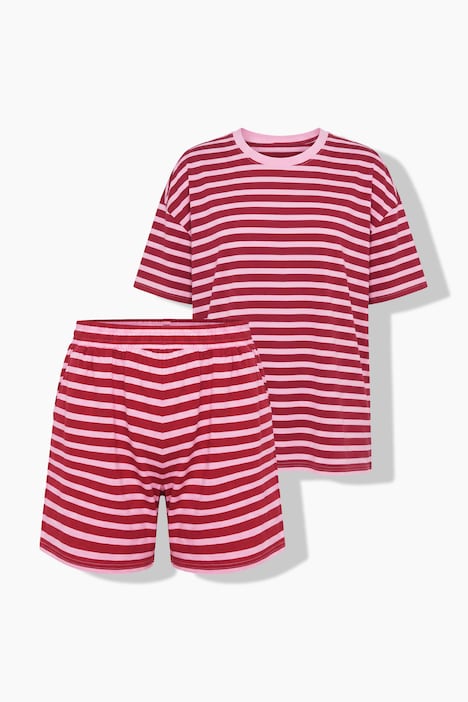 Pyjama, kurzer Zweiteiler, Blockstreifen, Shirt, Shorts
