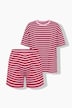 Pyjama, kurzer Zweiteiler, Blockstreifen, Shirt, Shorts