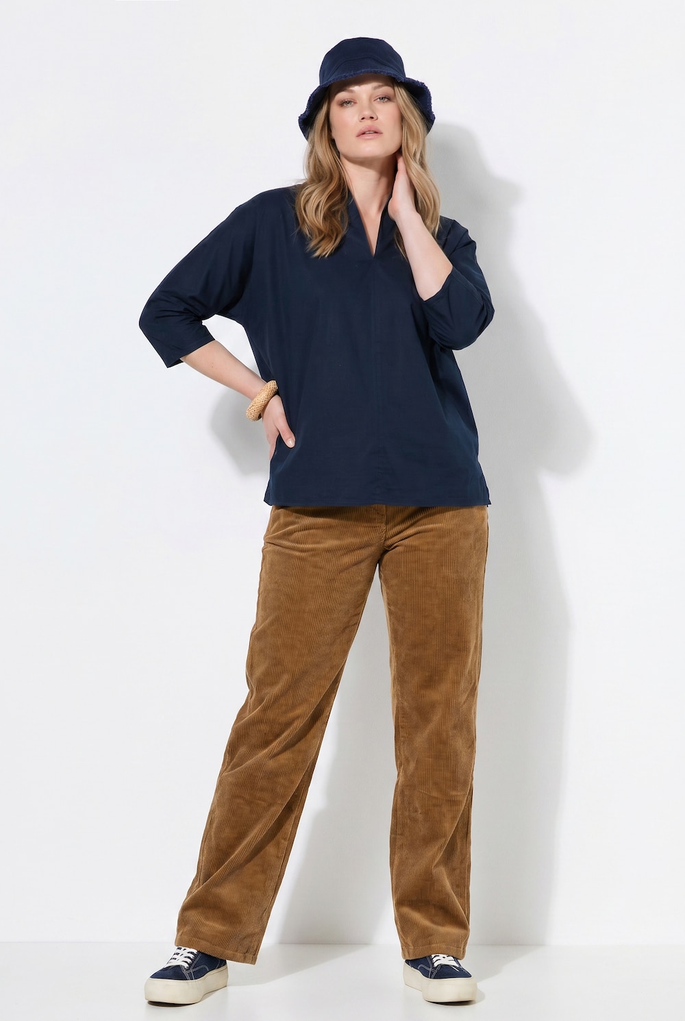 Cordhose Mary, weites Bein, Stretch, Biobaumwolle