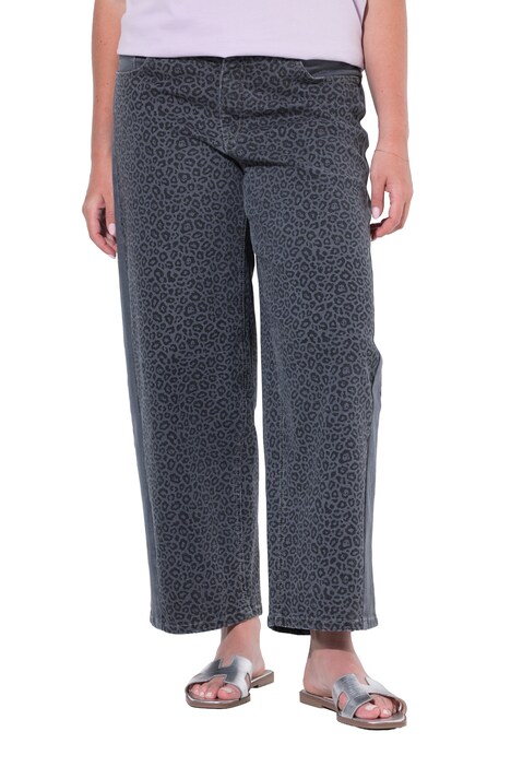 Barrel jeans, barrel fit, leopard print, 5 pockets