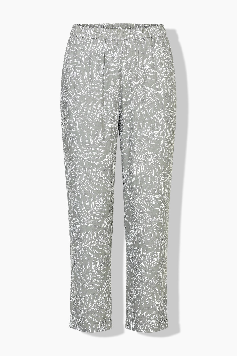 Broek, wijd, rechte pijp, bladpatroon