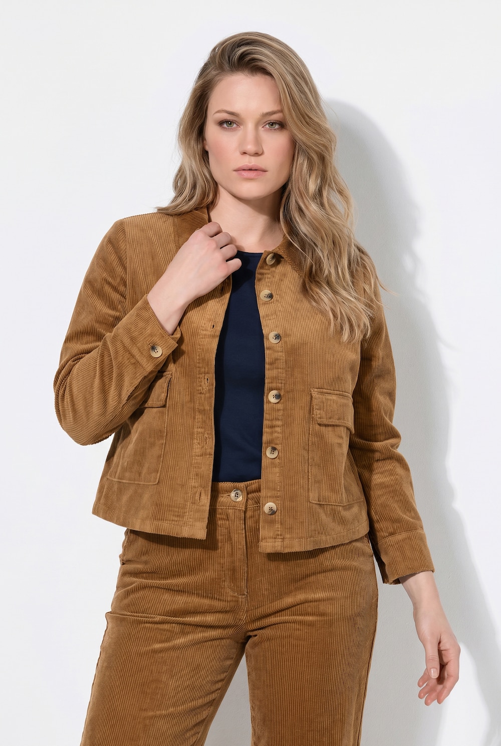 Corduroy jas, overhemdkraag, lange mouwen, biologisch katoen