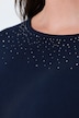 T-shirt, ozdobne kamyczki, dekolt łódkowy, rękaw 3/4, bawełna pima