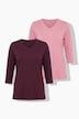 2 Pack Eco Cotton 3/4 Sleeve V-Neck Tees