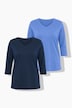2 Pack Eco Cotton 3/4 Sleeve V-Neck Tees