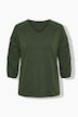 Shirt, decorative pleats, V-neck, 3/4 sleeves, organic cotton