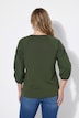Shirt, decorative pleats, V-neck, 3/4 sleeves, organic cotton