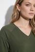 Shirt, decorative pleats, V-neck, 3/4 sleeves, organic cotton