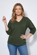Shirt, decorative pleats, V-neck, 3/4 sleeves, organic cotton