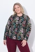 Jacquardjacke, Blüten, Piping, Rundhals, Langarm