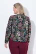 Jacquardjacke, Blüten, Piping, Rundhals, Langarm