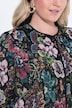 Jacquardjacke, Blüten, Piping, Rundhals, Langarm