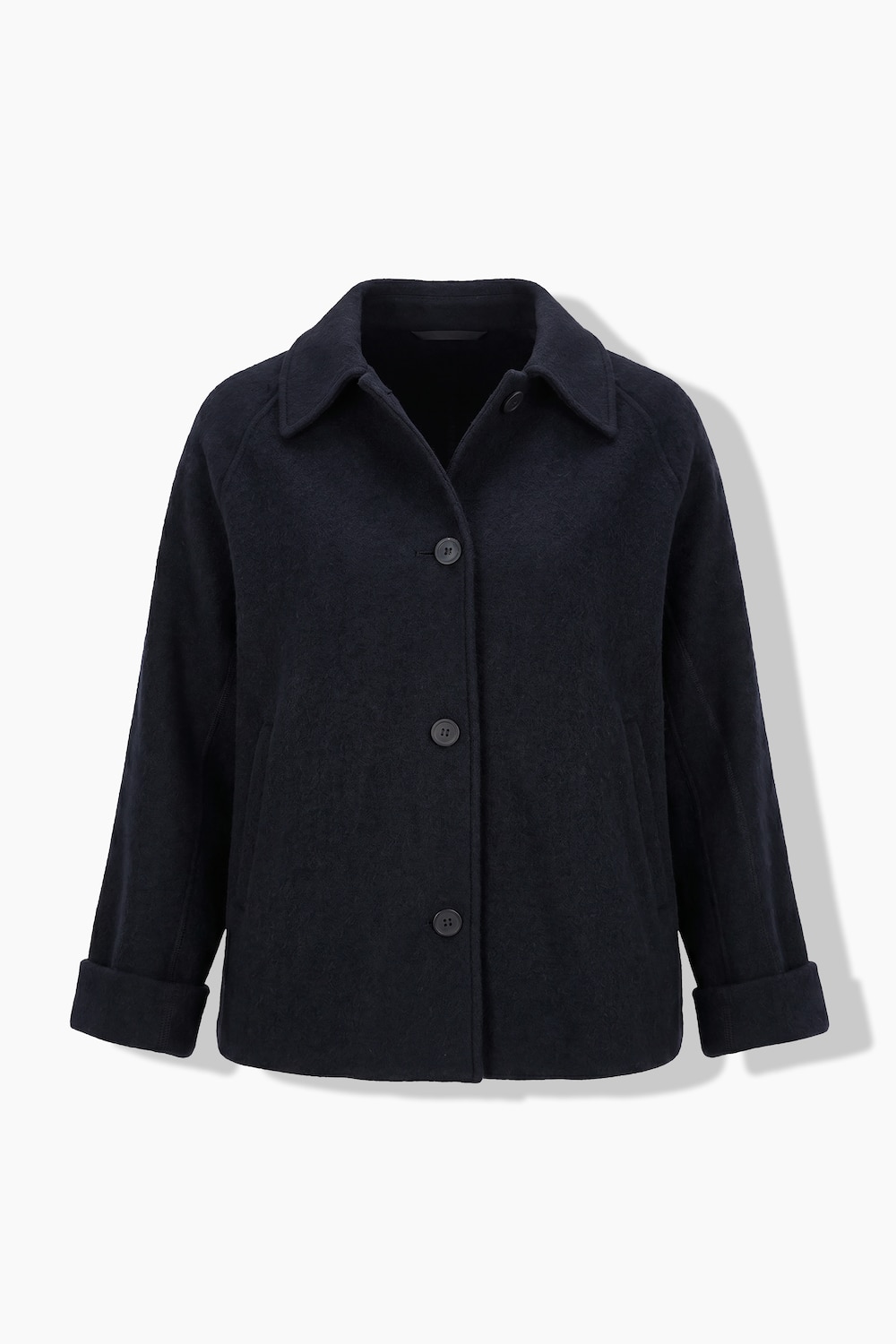 Jacke, Boiled Wool, A-Linie, Hemdkragen, Langarm