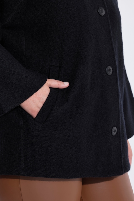 Jacke, Boiled Wool, A-Linie, Hemdkragen, Langarm